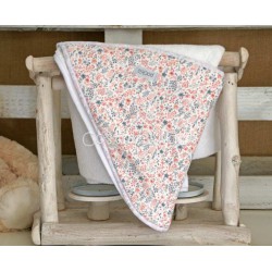 PINK FLOWER BABY HOODED TOWEL 