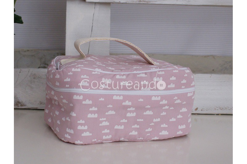 PINK FLOWER WASH BAG WITH HANDLE