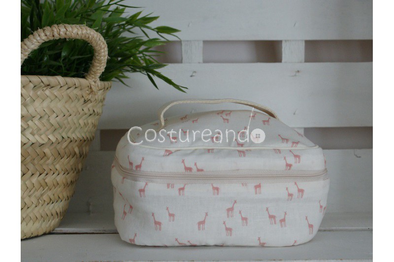 PINK FLOWER WASH BAG WITH HANDLE