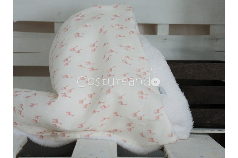 MANTA POLAR REVERSIBLE ROSA FLOR PEQUEÑA