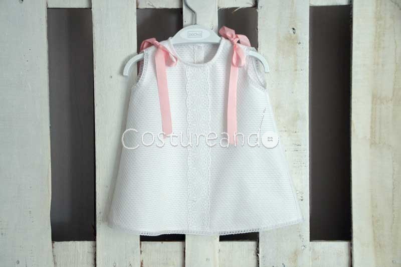 LONG BABY DRESS IN WHITE PIQUÉ