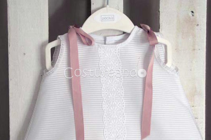 LONG BABY DRESS WHITE STRIPES