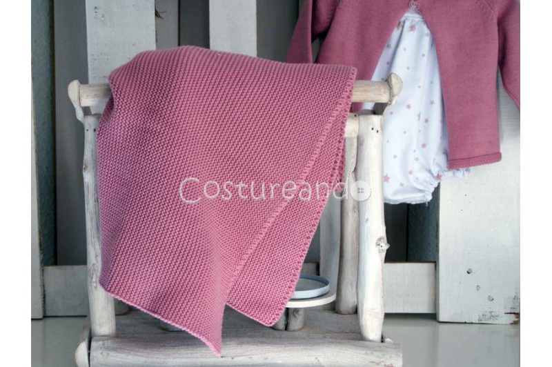 PINK COTTON KNITTED SHAWL